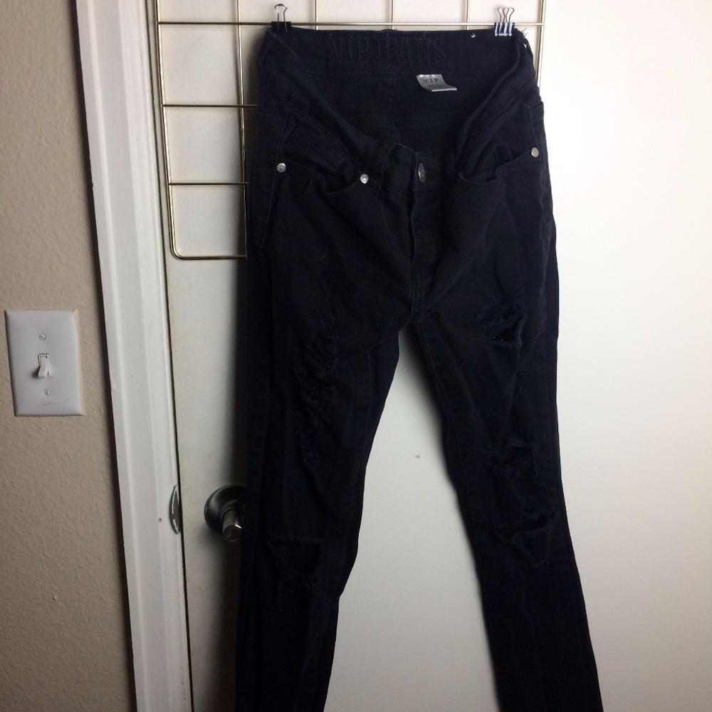 V.I.P. Ripped Black Skinny Jeans